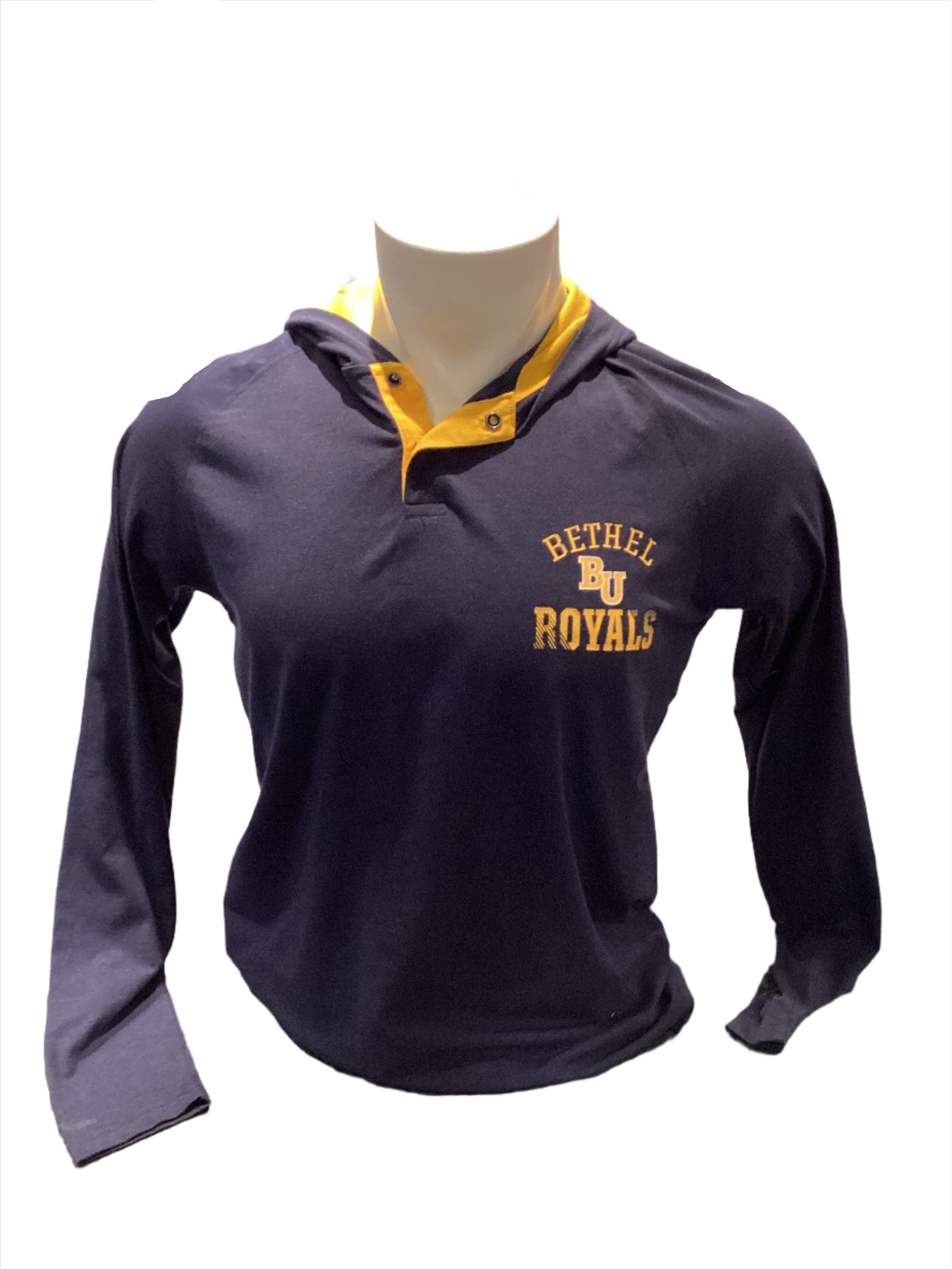 UA Loose Snap up Hoodie | Navy with Yellow Hood