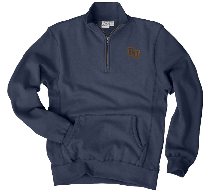 Blue84 Mens 1/4 Zip w/ Leather Patch | Black