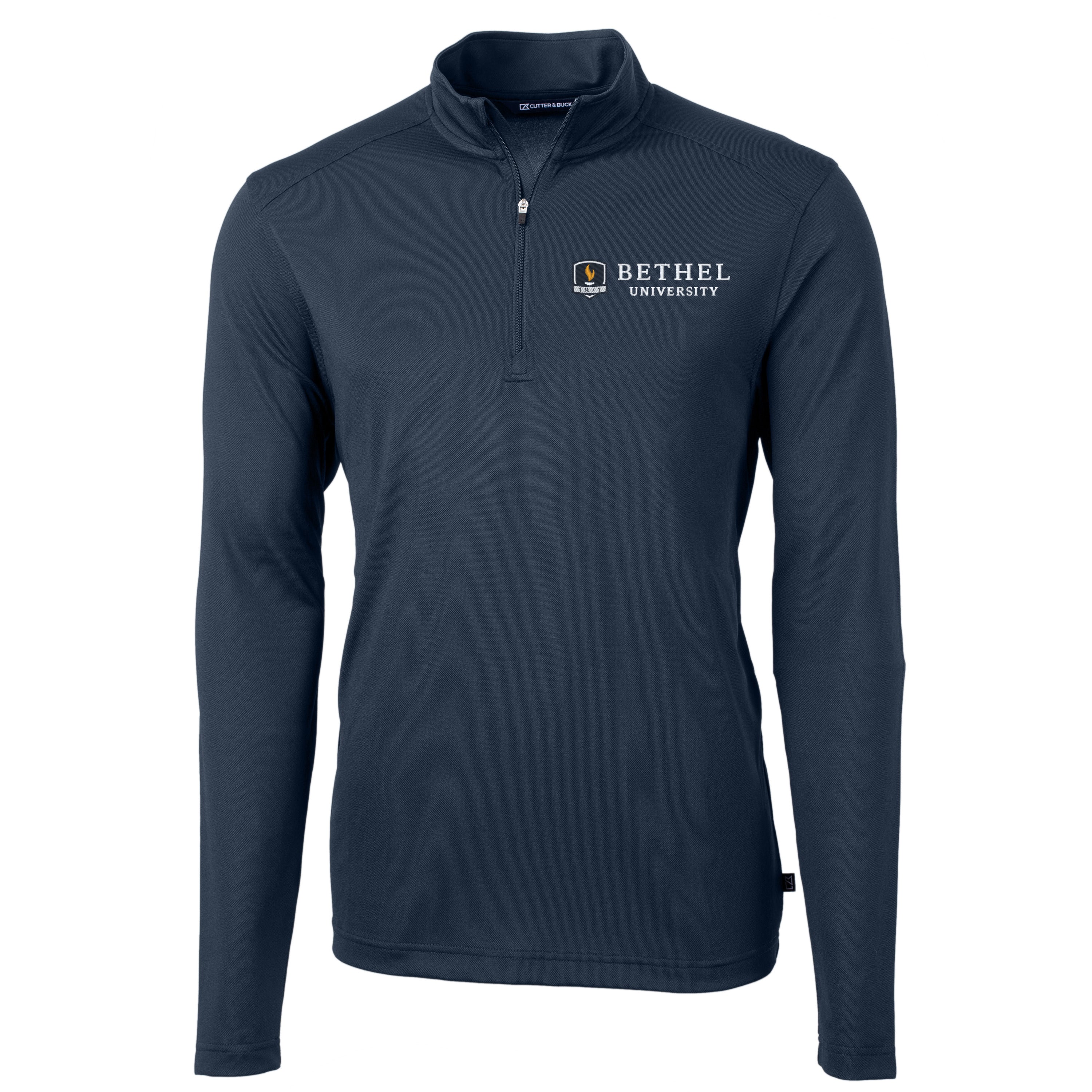 Virtue Eco Pique Recycled Quarter Zip Mens Pullover | Navy
