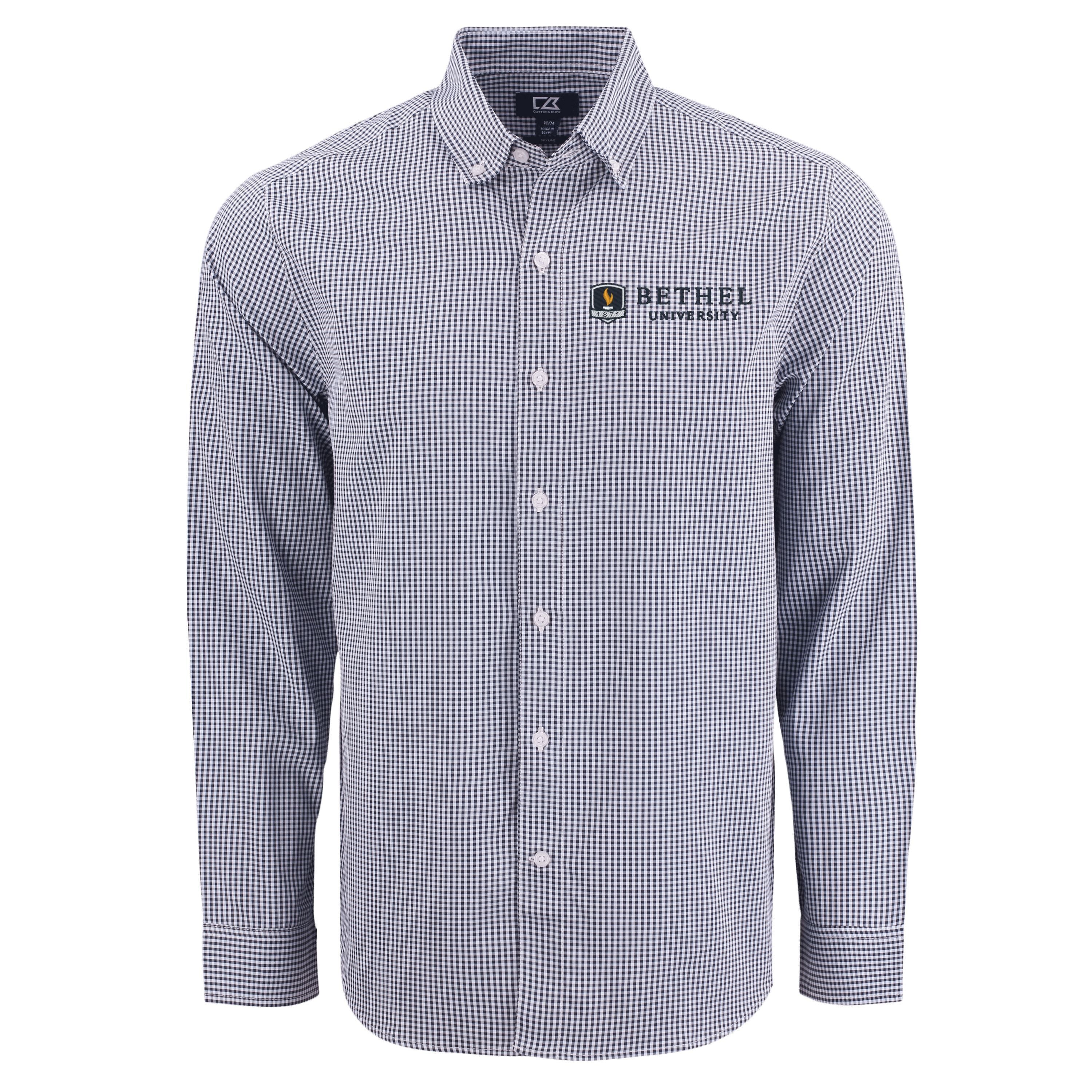 Skyline Eco Gingham Mens Long Sleeve Dress Shirt | Navy/White