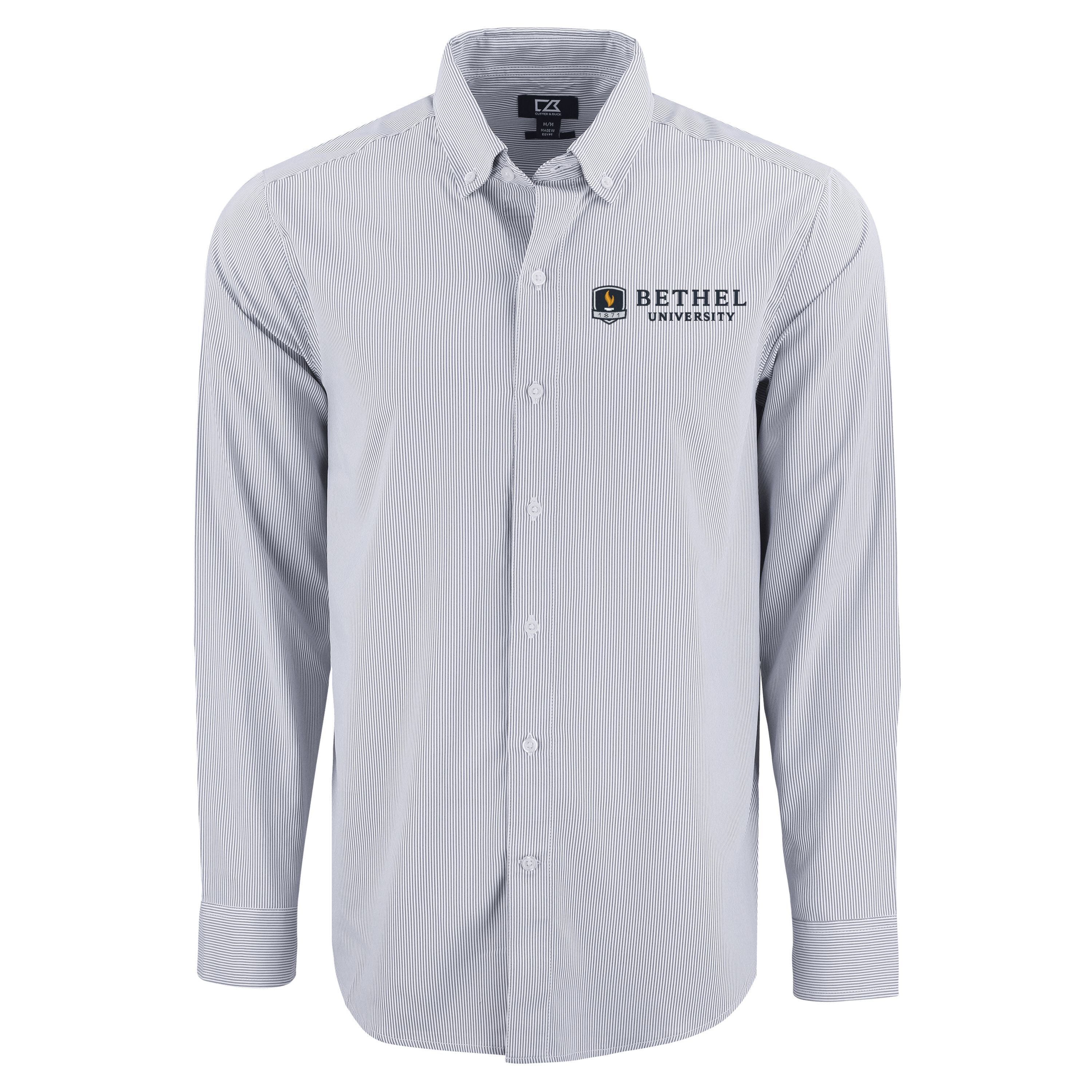Skyline Eco Pinstripe Mens Long Sleeve Dress Shirt | Pale Blue/White