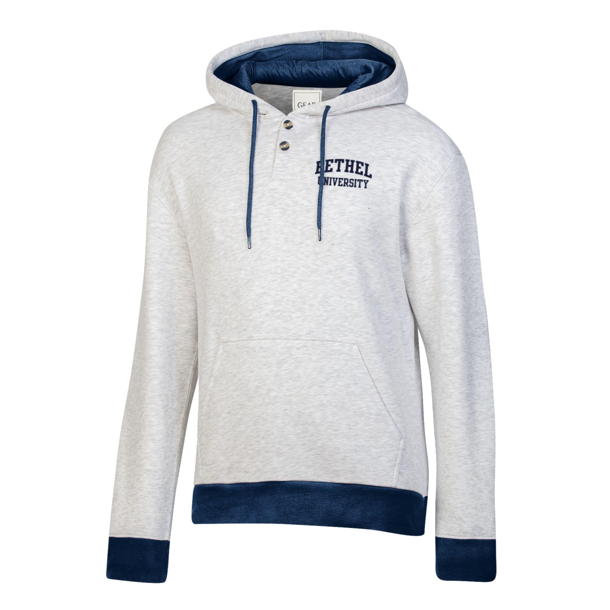 Big Cotton Retro Pullover Hoodie | Light Heather/Navy