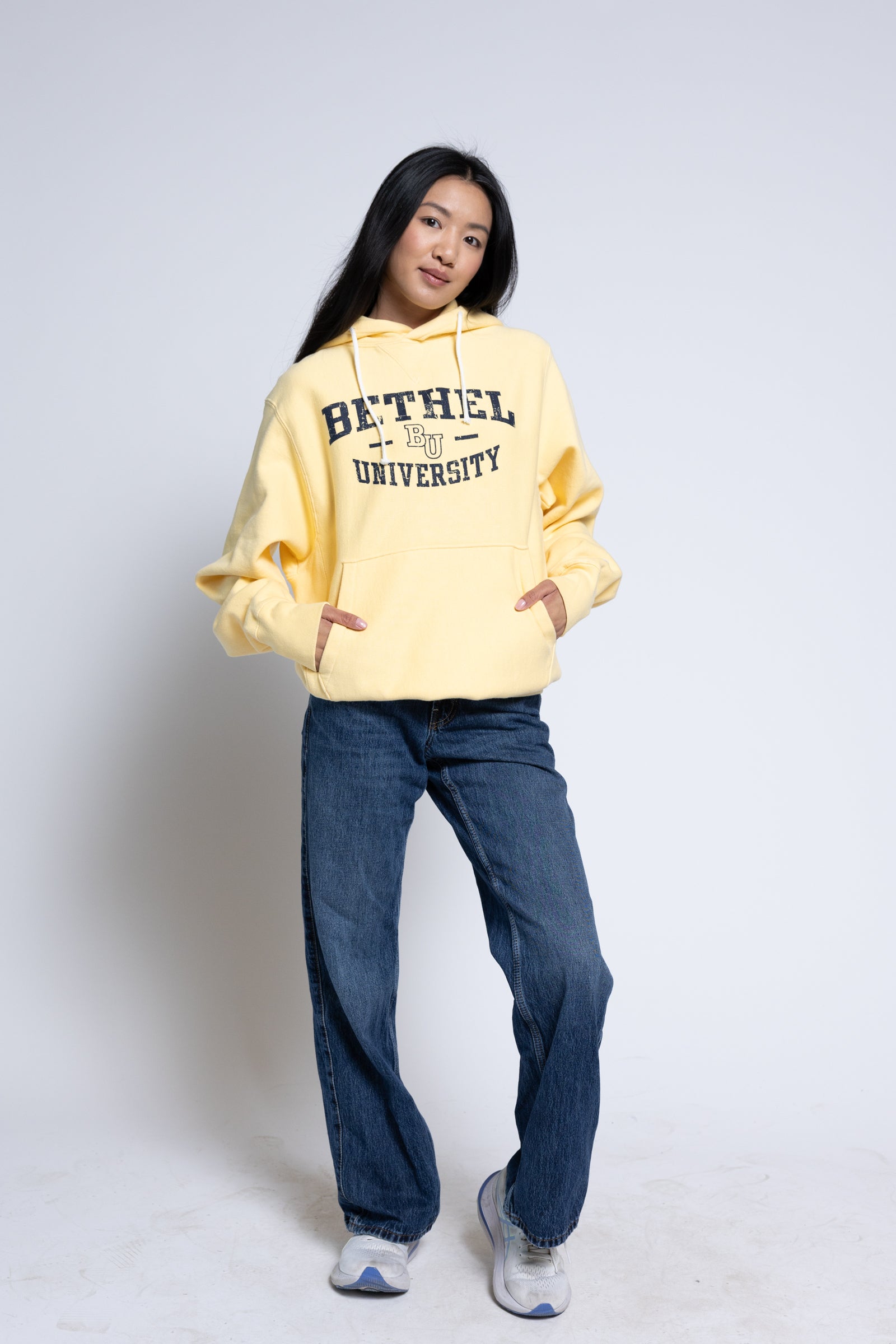 Champion BU Ladies Hoodie | Yellow with Navy