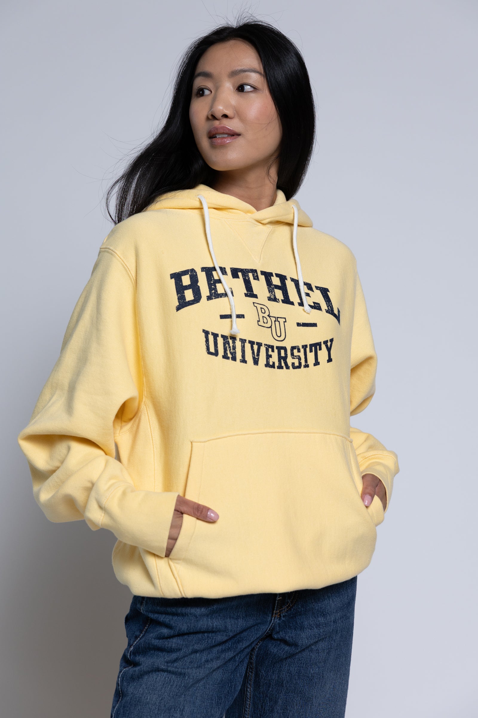Champion BU Ladies Hoodie | Yellow with Navy
