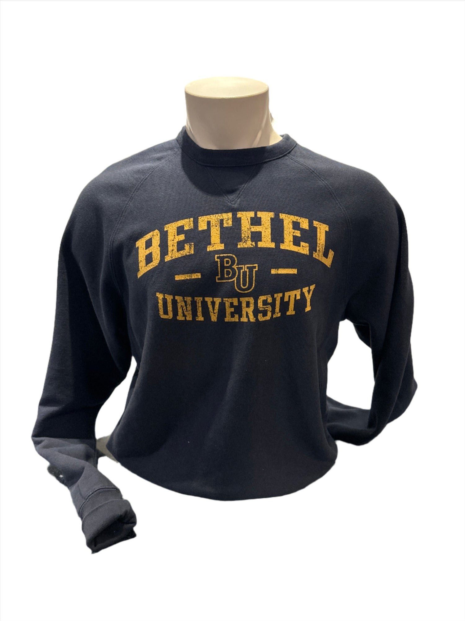 Champion Vintage Wash Crew Sweatshirt Gold Lettering | Navy