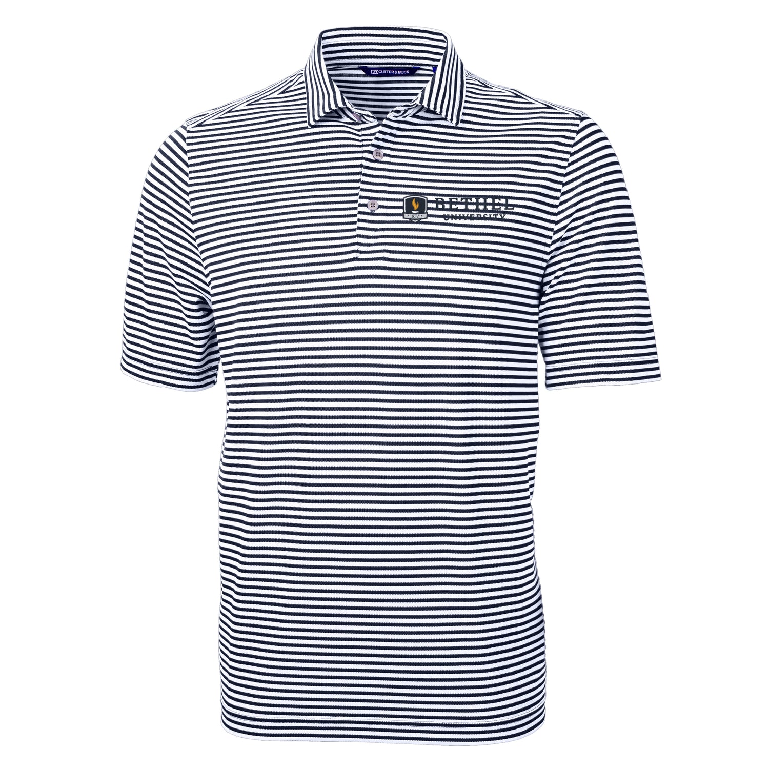 Virtue Eco Pique Stripe Recycled Mens Big &amp; Tall Polo | Navy