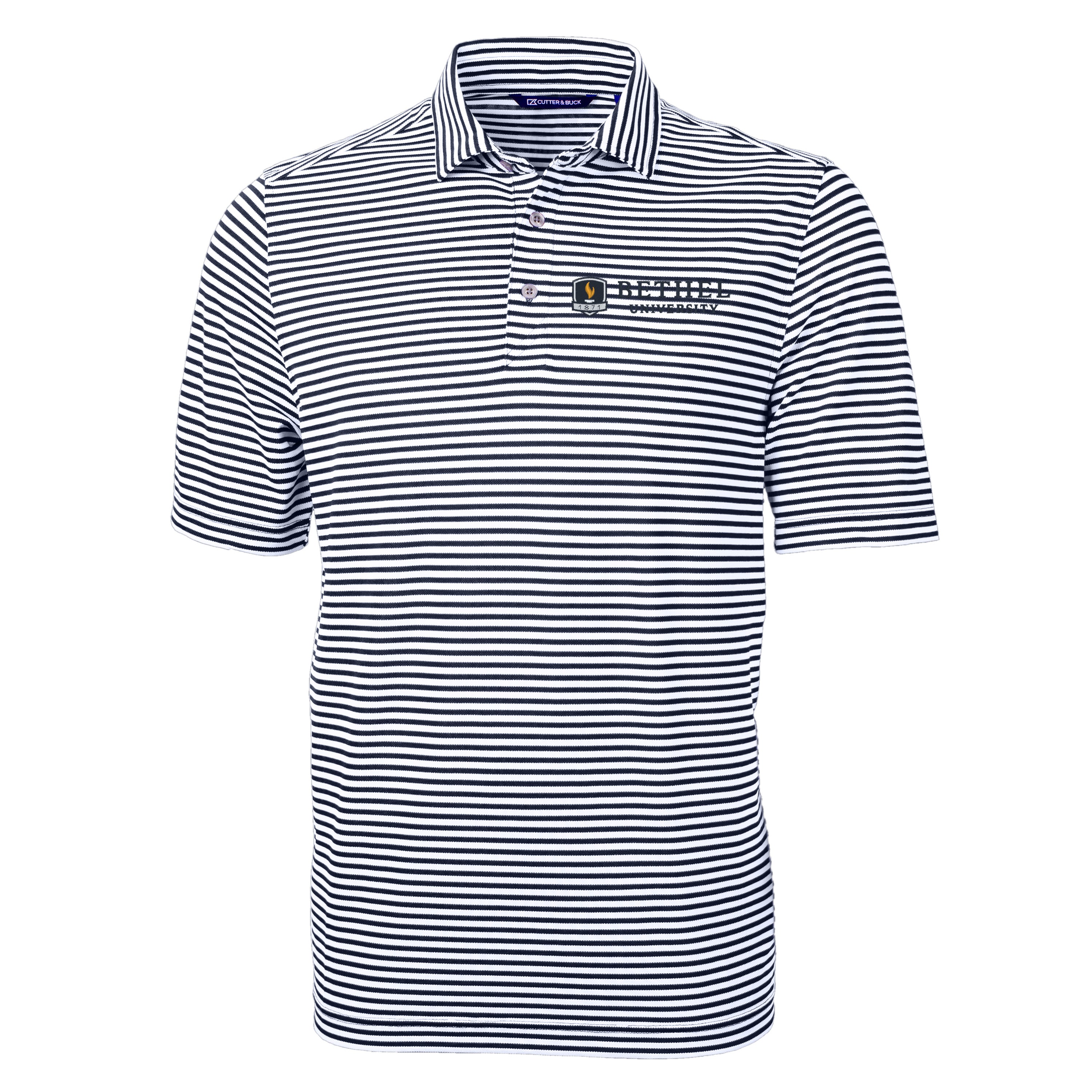Virtue Eco Pique Stripe Recycled Mens Big &amp; Tall Polo | Navy
