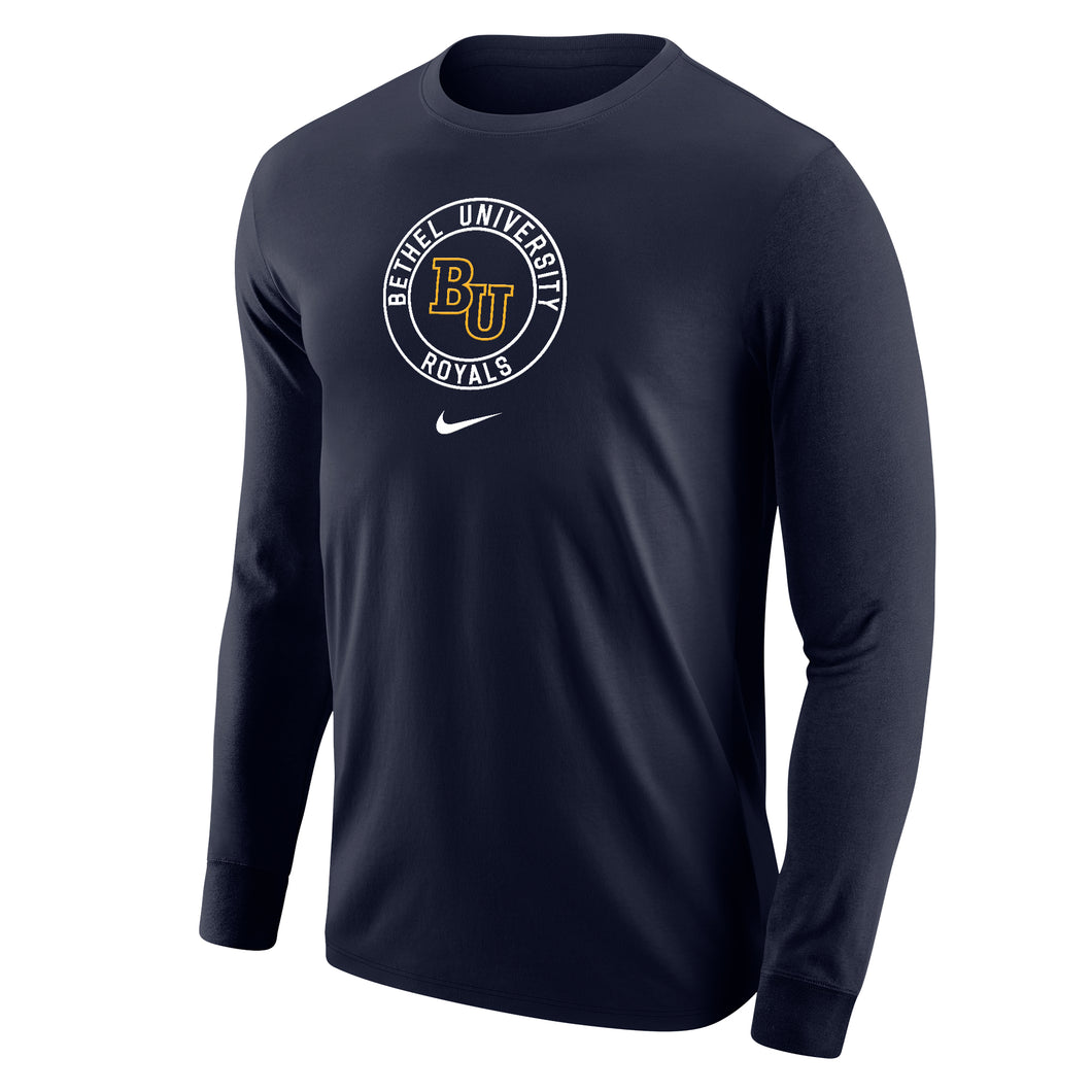 NIKE Core Cotton Long Sleeve Tee, Navy (F24)