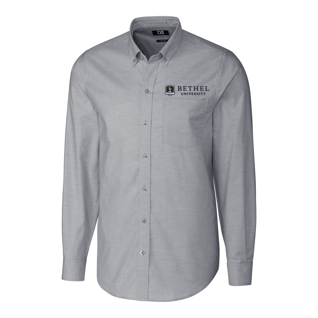 Stretch Oxford Mens Big &amp; Tall Long Sleeve Dress Shirt | Grey