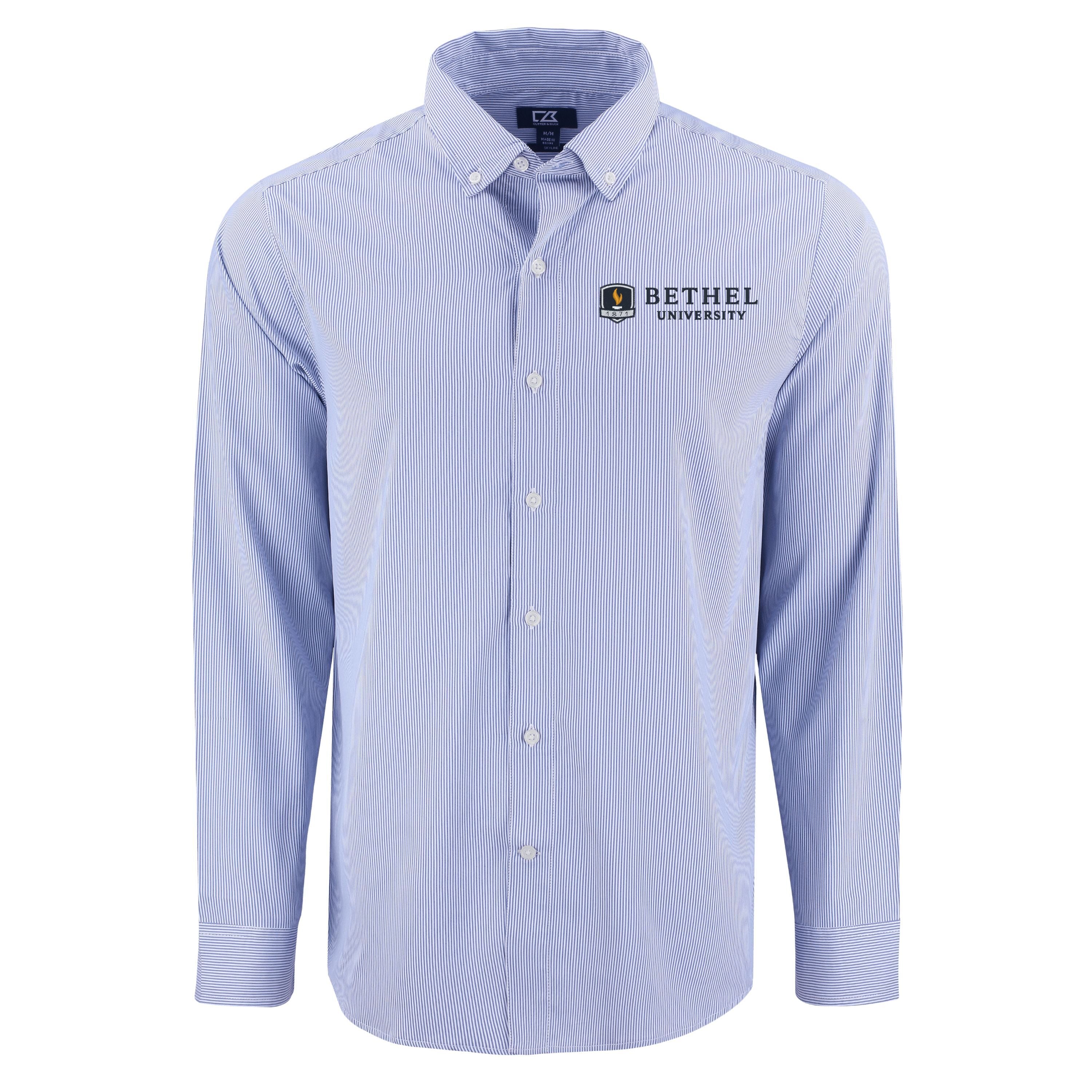 Skyline Eco Pinstripe Big &amp; Tall Long Sleeve Dress Shirt | Blue/White