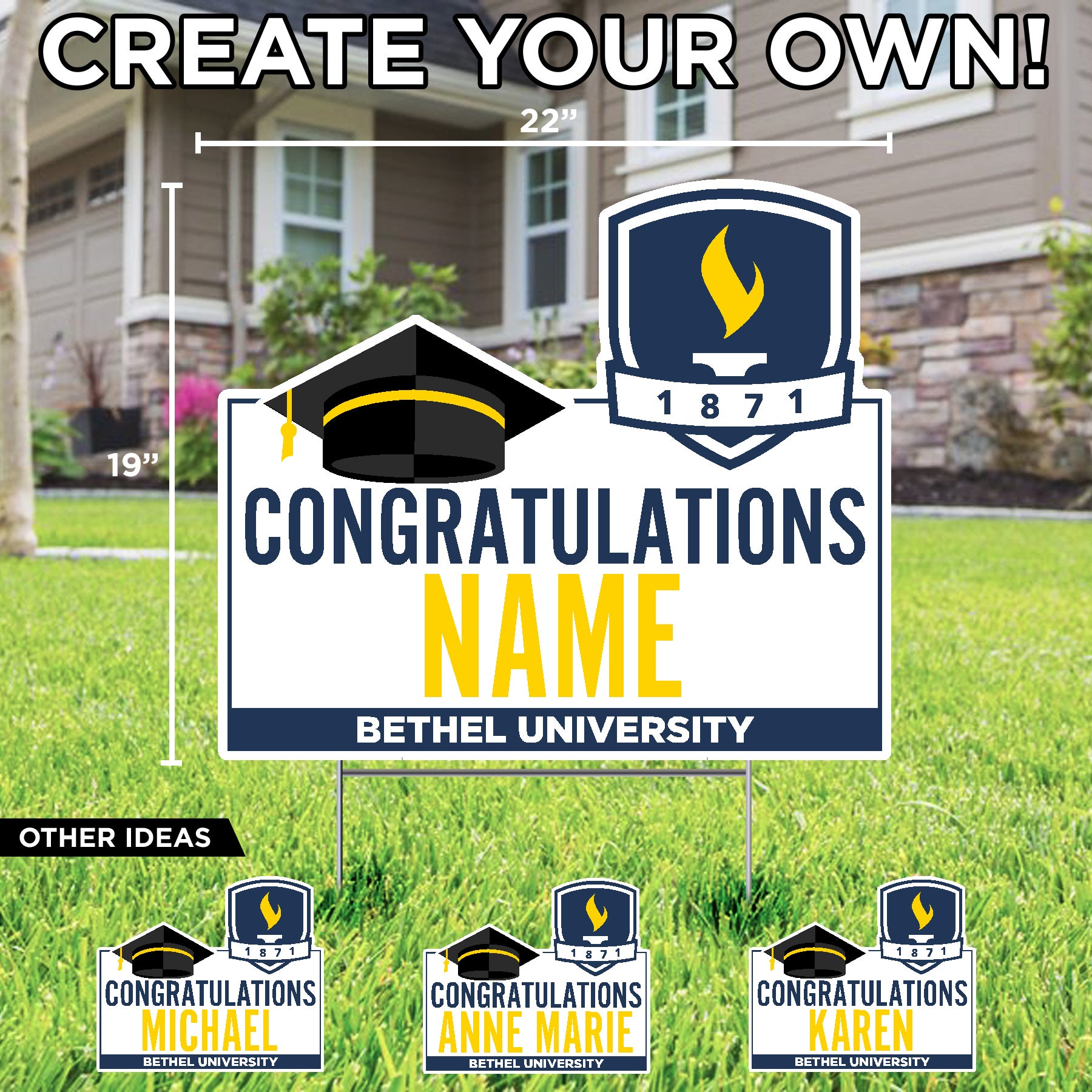 Graduation Sign Name Custom Graduation Yard Sign | Congratulations Name – Bethel University ...