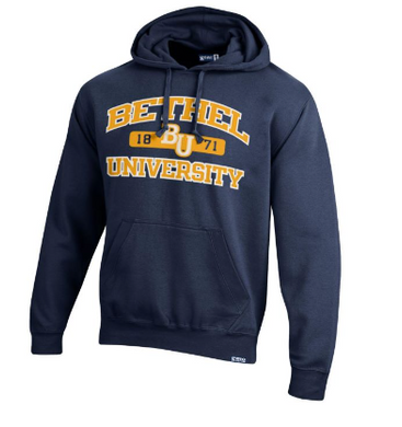 GEAR HOODIE WITH GOLD AND WHITE TACKLE TWILL, NAVY