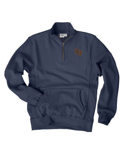 Blue84 Mens 1/4 Zip w/ Leather Patch | Black