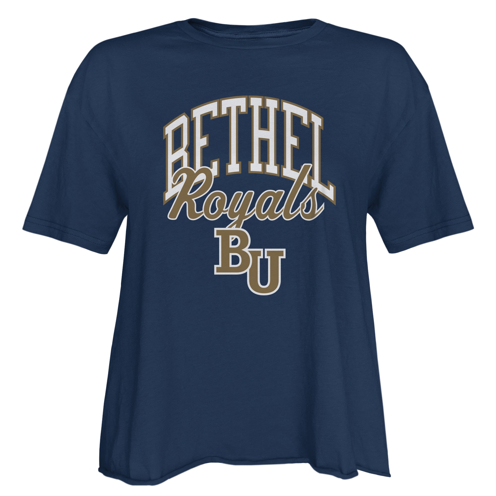 Ladies Short Sleeve Cutoff Cotton Tee | Navy