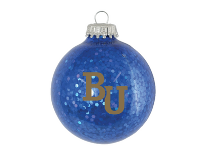 ORNAMENT BLU SPKL W GLD