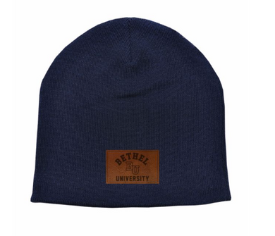 BEANIE w/ BU Leather Patch - Navy