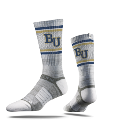 Strideline Socks | Gray with Navy and Vegas Gold | M/L