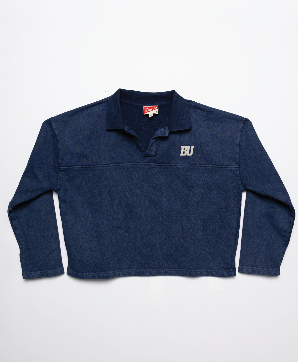 Acid Wash French Terry Casual Rugby Crew | Midnight Navy