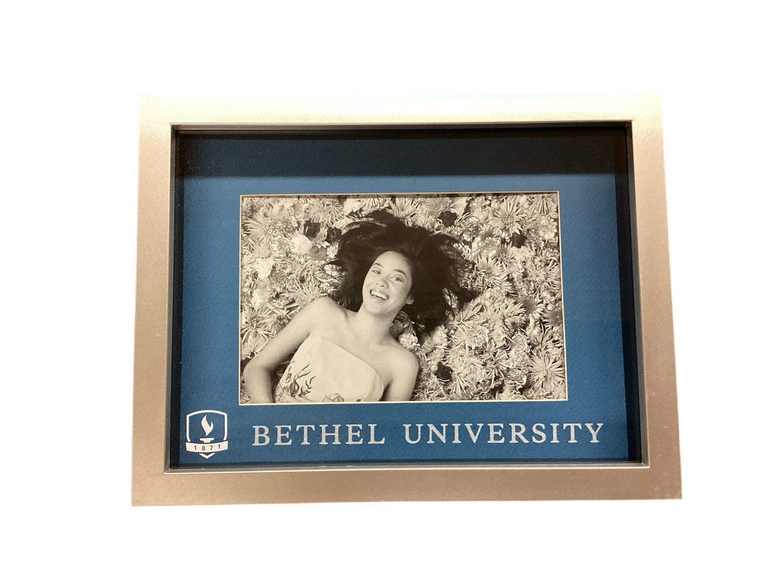 FRAME 4X6 SLVR&amp;BLU W WHT