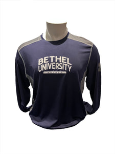 UA Fitted Performance LS Tee, Navy and Gray