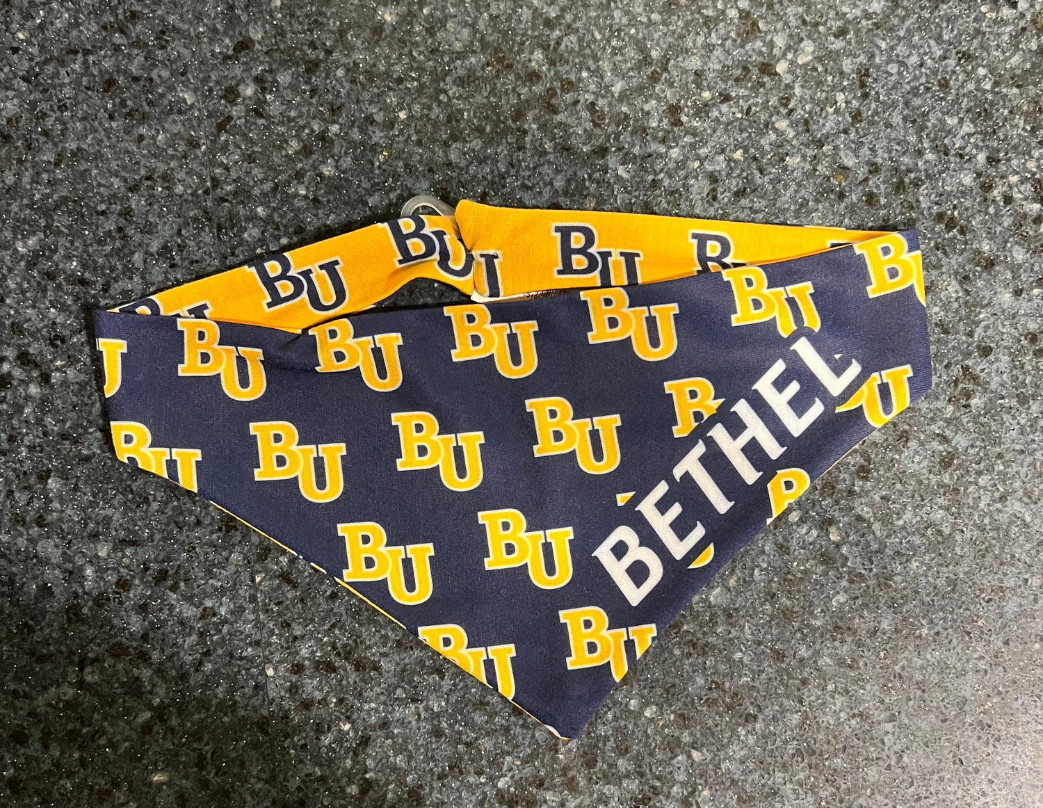 PET BANDANA NVY W GLD