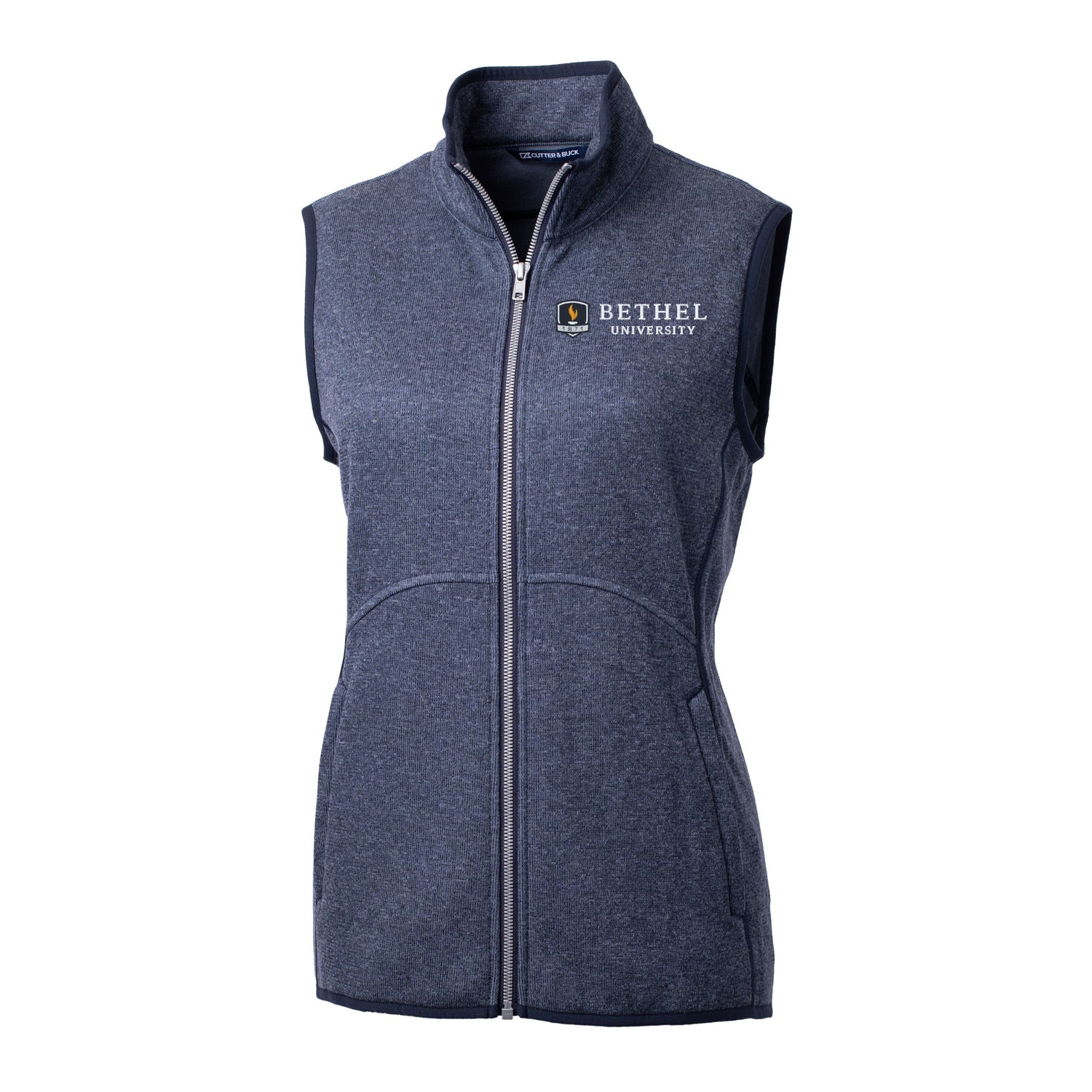 Mainsail Sweater Knit Womens Full Zip Vest | Navy Heather