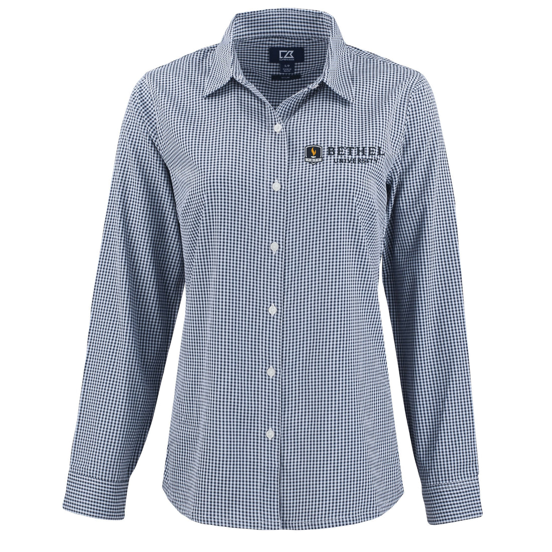 Skyline Eco Gingham Womens Long Sleeve Dress Shirt | Navy/White