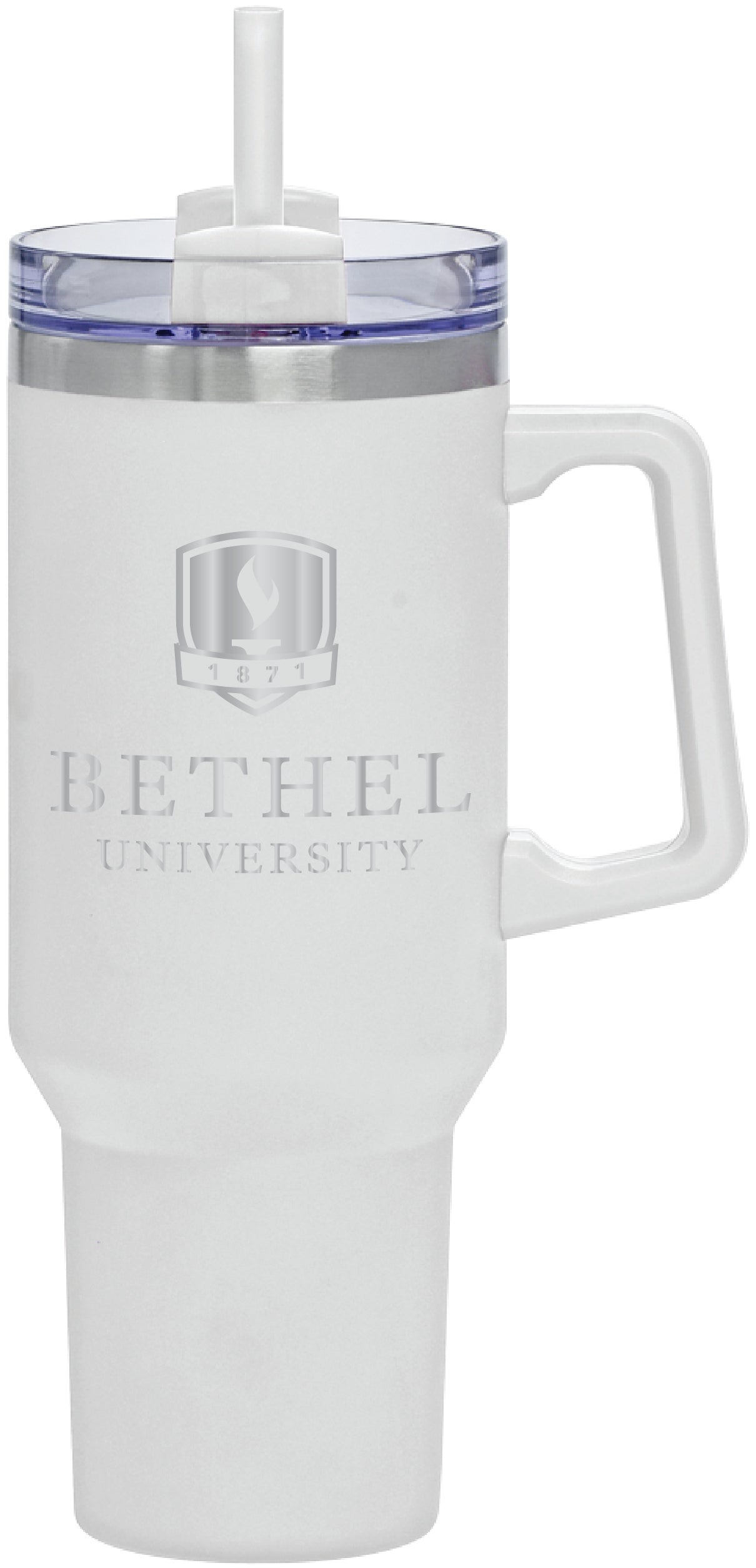 40oz. Handled Stainless Steel Travel Mug | White