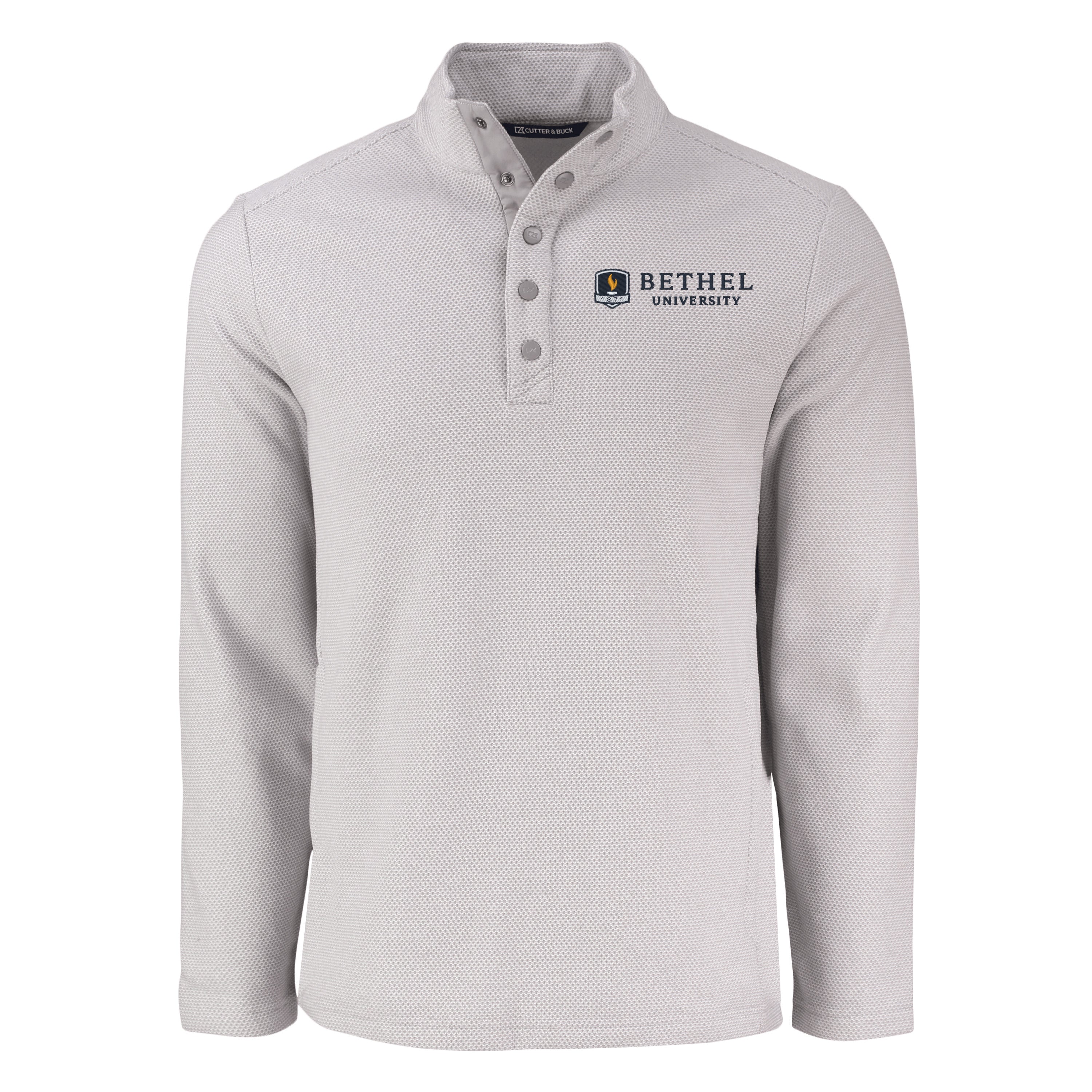 Hunts Point Eco Textured Fleece Recycled Mens Snap Pullover | Polished