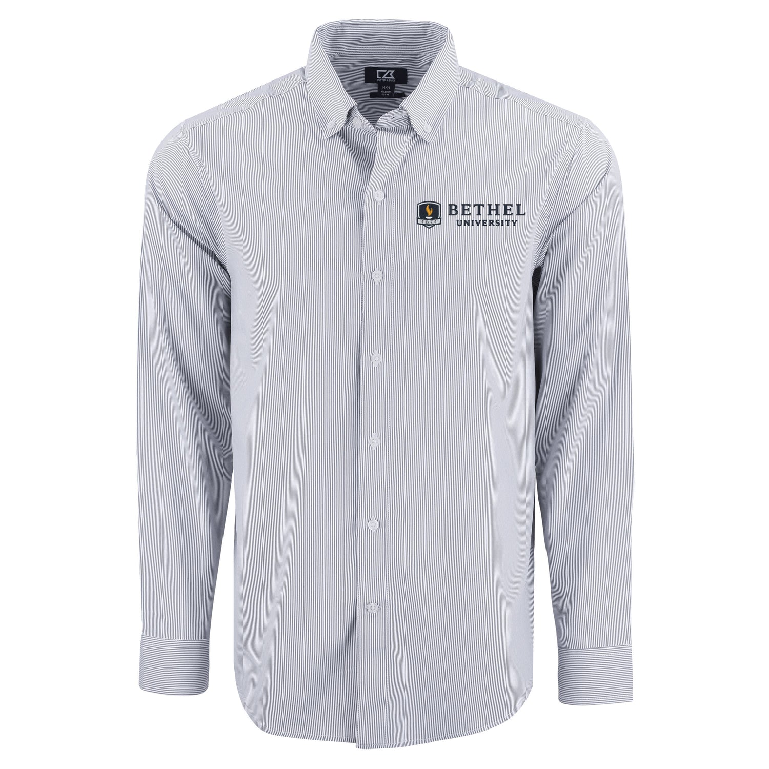 Skyline Eco Pinstripe Mens Long Sleeve Dress Shirt | Pale Blue/White