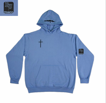 Load image into Gallery viewer, BU Salt &amp; Light Hooded Sweatshirt, Carolina Blue