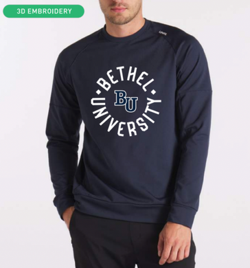 BU Bethel University logo CrossOver Crewneck, Navy