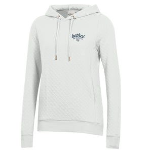 Ladies Quilted Pullover Hoodie, White